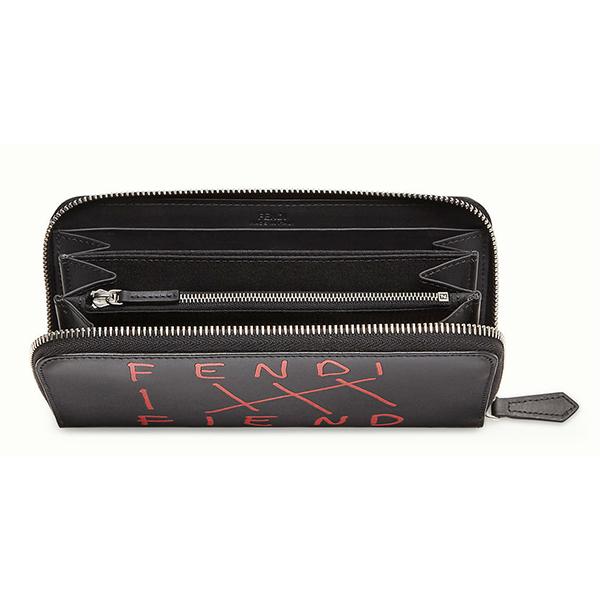 FENDI Fendi / Fiendアナグラム レザー ウォレット ブラック100906